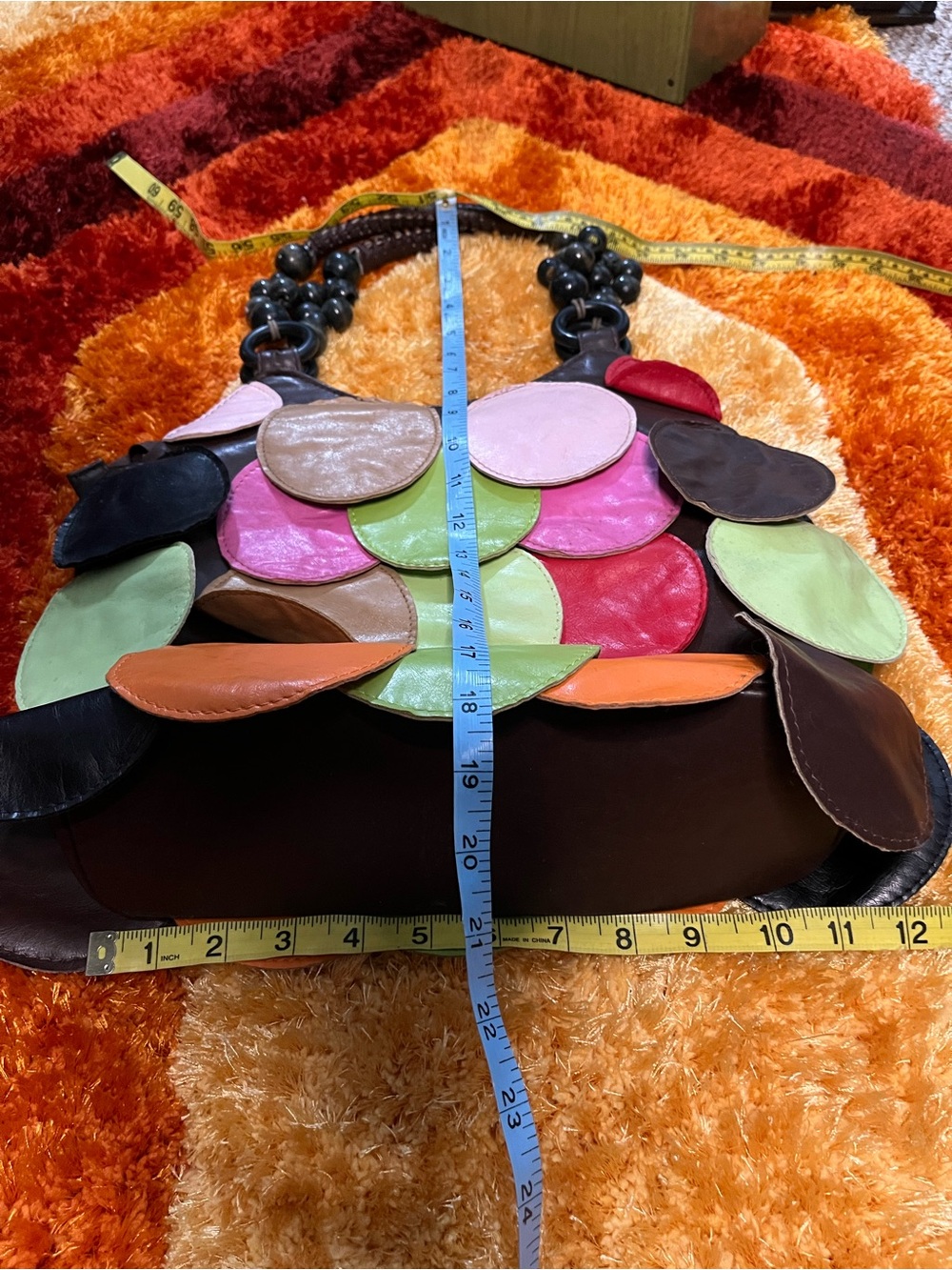 Multicolor Circle Patch Leather Shoulder Bag Y2K - Picture 9 of 9
